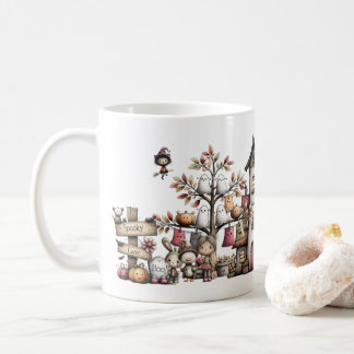 Caneca De Café Maçã de Dia das Bruxas, Kawaii Fantasma e Abóbora