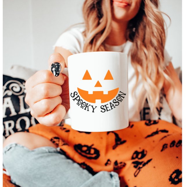 Caneca De Café Maçã de Popkin Rosto Bonito de Halloween (Criador carregado)