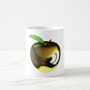 Caneca De Café Maçã Dourada com Folha Metálica Brilhante