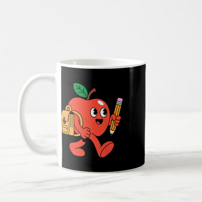 Caneca De Café Maçã Fofa Voltando à Escola (Esquerda)