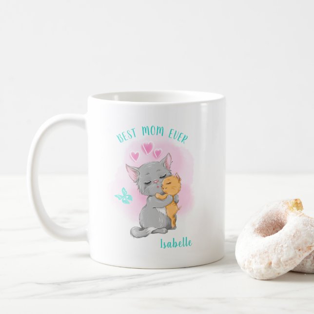 Caneca De Café Maçã-mãe de gato bonito, melhor mama-mãe, presente (Com Donut)