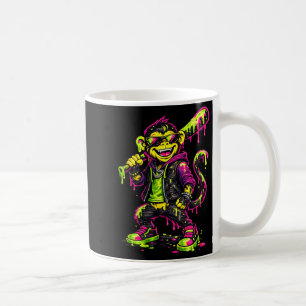 Caneca De Café Macaco Animais Engraçados Beisebol Gotejamento Cri