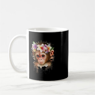 Caneca De Café Macaco Chimpanzé Selva Animal Boho Floral Ape 25
