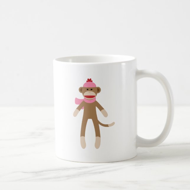 Caneca De Café macaco da peúga da menina (Direita)
