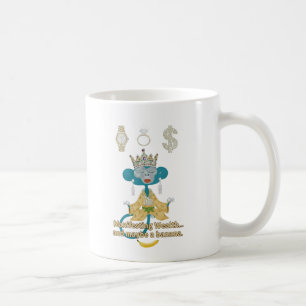 Caneca De Café Macaco de arte zen Manifestando Riqueza