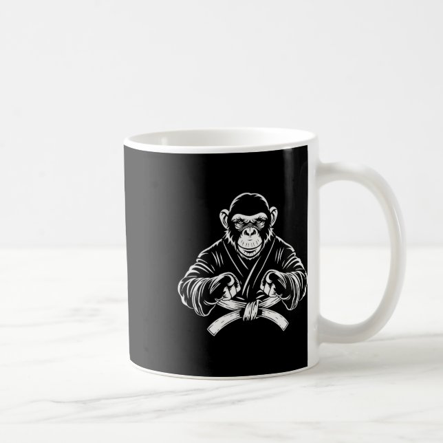 Caneca De Café Macaco de Karatê Desenhando Kickboxing Jiu-jitsu M (Direita)