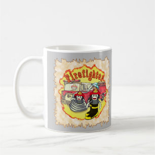 Caneca De Café Macaco de Meia  Caminhão de Bombeiros Bombeiro 