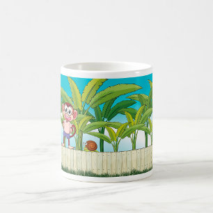 Caneca De Café Macaco e Caracol em Cena de Selva Tropical