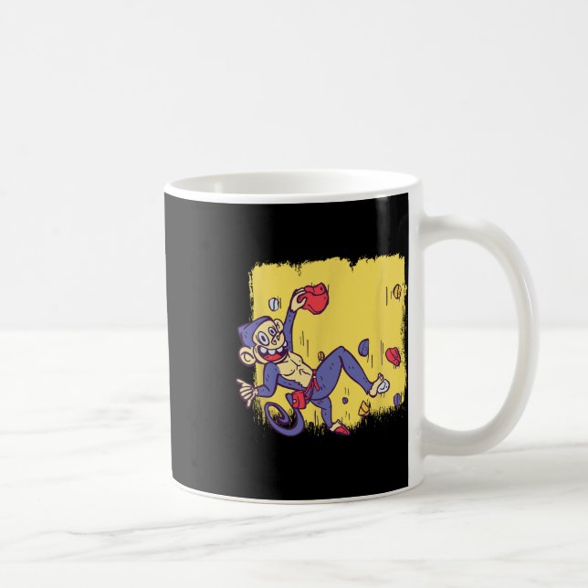 Caneca De Café Macaco Engraçado Bouldering E Escalada De Rocha  (Direita)