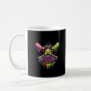 Caneca De Café Macaco engraçado de beisebol de animais de festa d