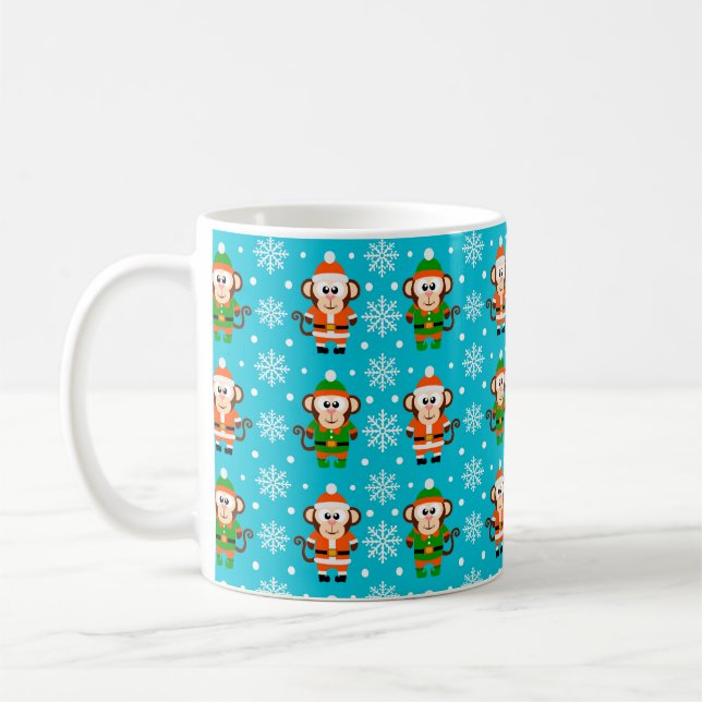 Caneca De Café Macaco engraçado de Natal  (Esquerda)