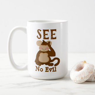 Caneca De Café Macaco Engraçado Ver Sem Mau