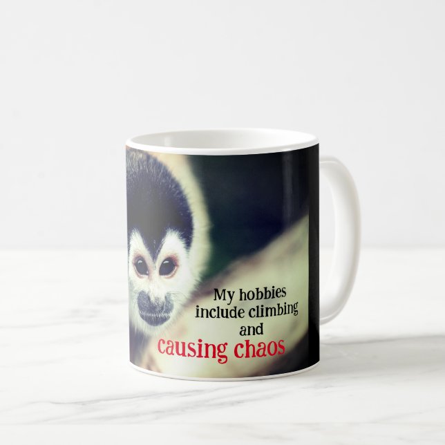 Caneca De Café Macaco esquilo na árvore (Frente Esquerda)