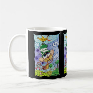 Caneca De Café Macaco Funky e Pássaro Banana