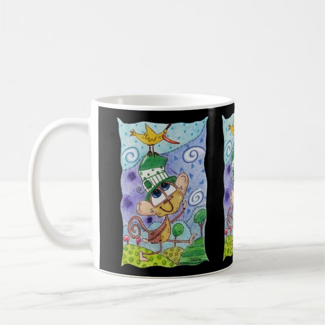 Caneca De Café Macaco Funky e Pássaro Banana (Esquerda)