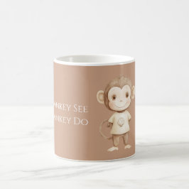 Caneca De Café Macaco Marrom Creme Faça o Que Eu Faço