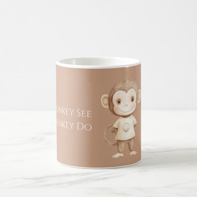 Caneca De Café Macaco Marrom Creme Faça o Que Eu Faço (Centro)