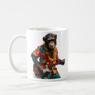 Caneca De Café Macaco Musical Macaco Tocando Guitarra