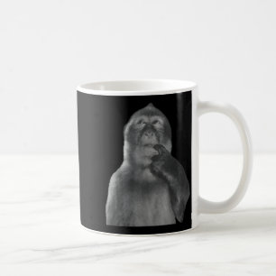 Caneca De Café Macaco Pensativo Engraçado Meme Macaco Curioso Rot