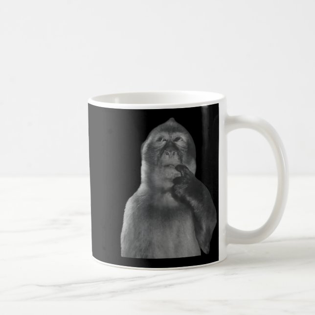 Caneca De Café Macaco Pensativo Engraçado Meme Macaco Curioso Rot (Direita)