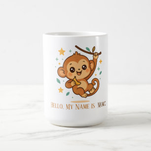 Caneca De Café Macaco Saltitante Banana Personalizado Animalzinho