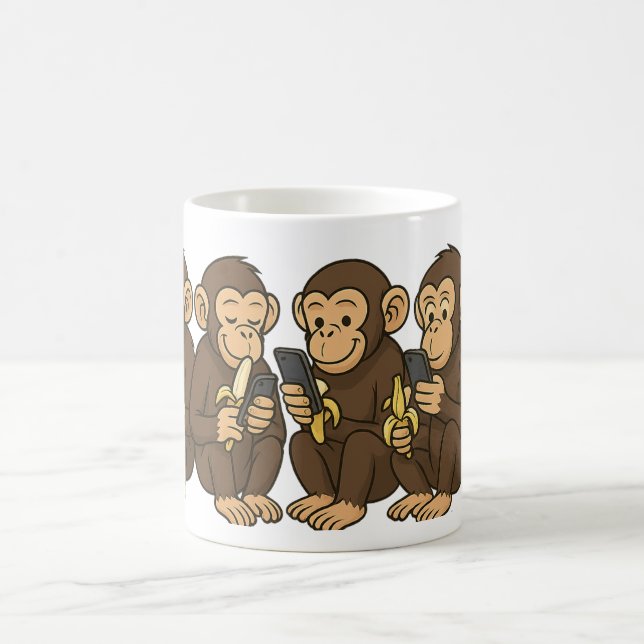 Caneca De Café Macacos de Cartoon em Telefones Celulares (Centro)