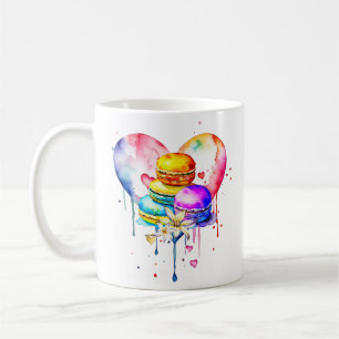 Caneca De Café Macarões de Aquarela