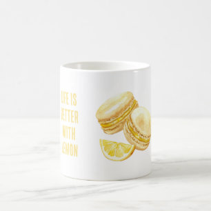 Caneca De Café Macarons Amarelo Limão