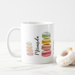 Caneca De Café Macarons Franceses Aquarela Pintado à Mão