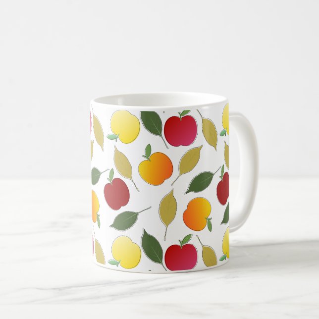 Caneca De Café Maçãs e Folhas (Frente Esquerda)