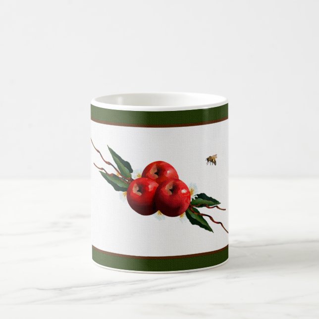 Caneca De Café Maçãs Vermelhas de Aquarela (Centro)