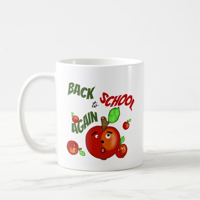 Caneca De Café Maçãs vermelhas engraçadas de volta à escola (Esquerda)
