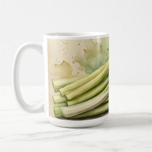 Caneca De Café Maço de Aipo Fresco Aquarela