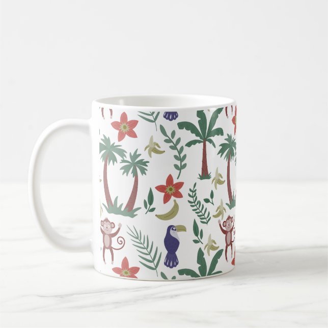 Caneca De Café Macra e macaco, sem costura, de padrões tropicais (Esquerda)