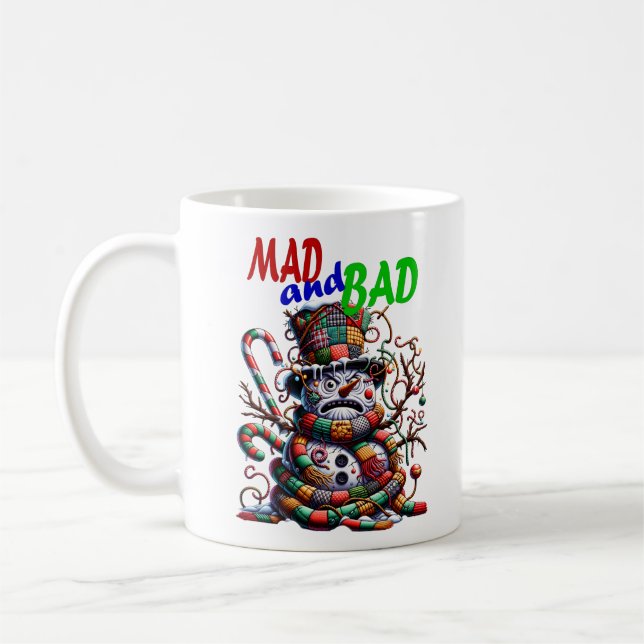 Caneca De Café Mad and Bad, grumpy funny Snowman, fantasy art (Esquerda)