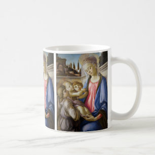 Caneca De Café Maddona e Menino e Dois Anjos por Botticelli