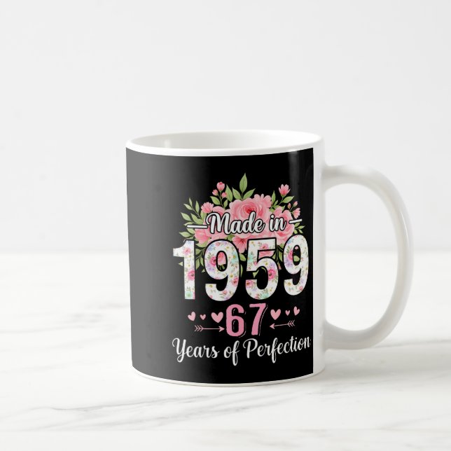 Caneca De Café Made In 1959 Floral 67th Birthday Women 67 Years O (Direita)
