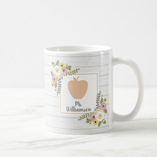 Caneca De Café Madeira floral empoeirada professor personalizado