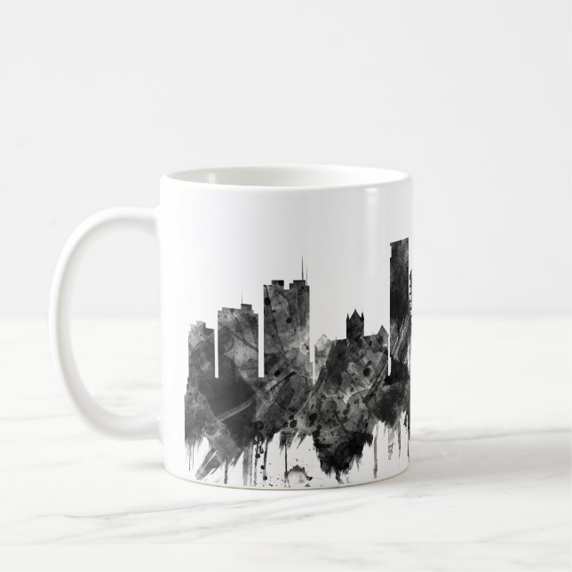 Caneca De Café Madison Wisconsin Skyline BW (Esquerda)