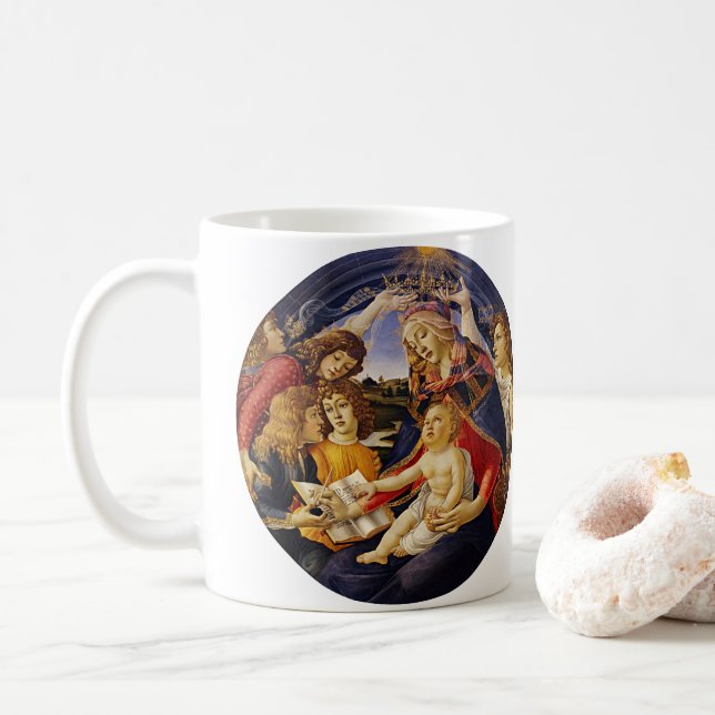 Caneca De Café Madona do Magnificat de Sandro Botticelli (Com Donut)