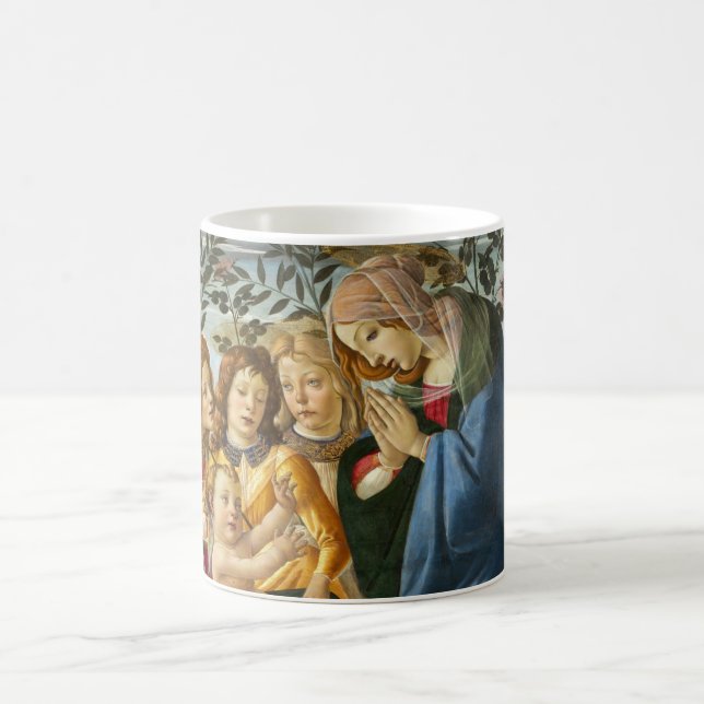 Caneca De Café Madonna Adorando a Criança com 5 Angels Botticelli (Centro)