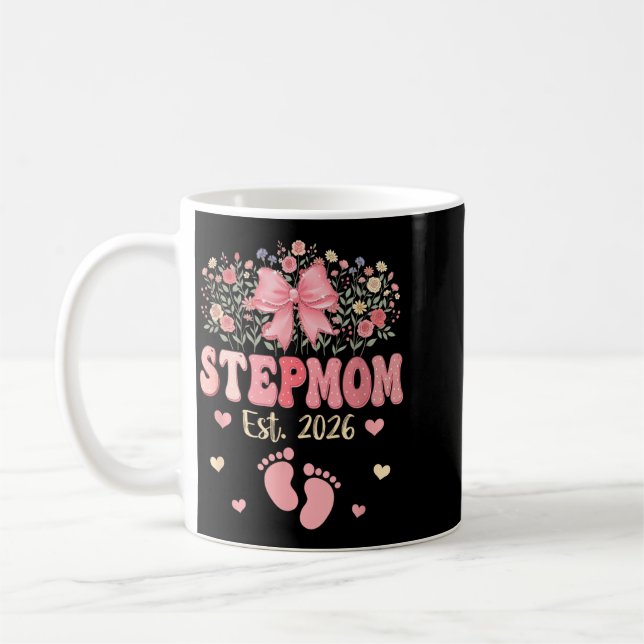 Caneca De Café Madrasta Est 2026 Flores Dia das Mães Esperando (Esquerda)