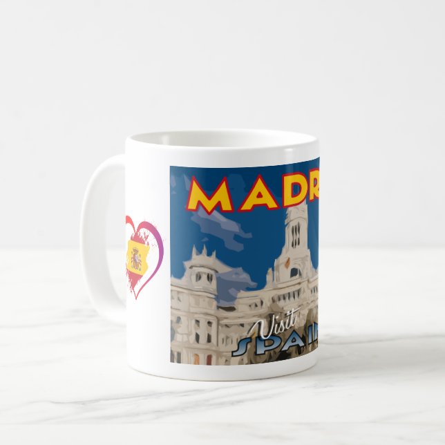 Caneca De Café Madrid, visite a Espanha... (Frente Esquerda)