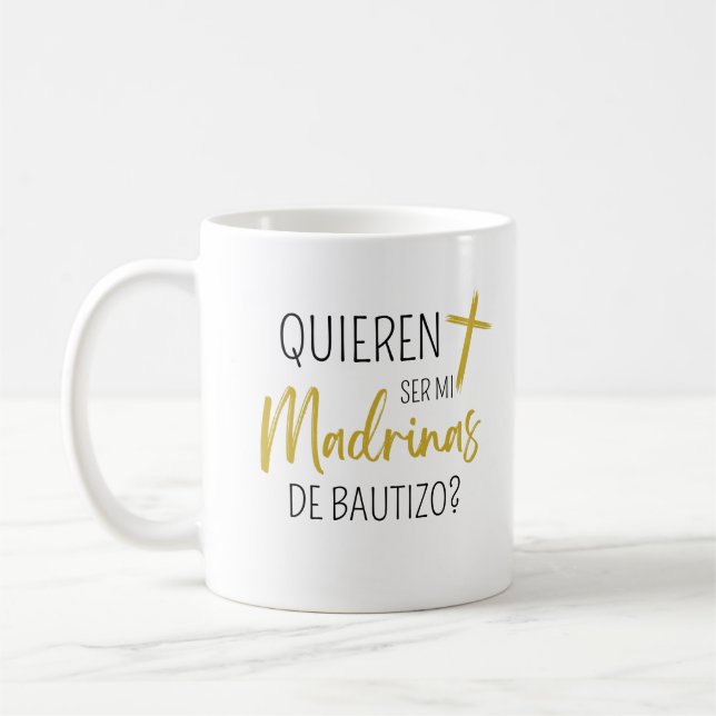 Caneca De Café Madrina Coffee Mugs 2023, Quieres Ser Mi Madrina (Esquerda)