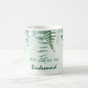 Caneca De Café Madrinha de casamento de Bridesmaid eucalipto verd