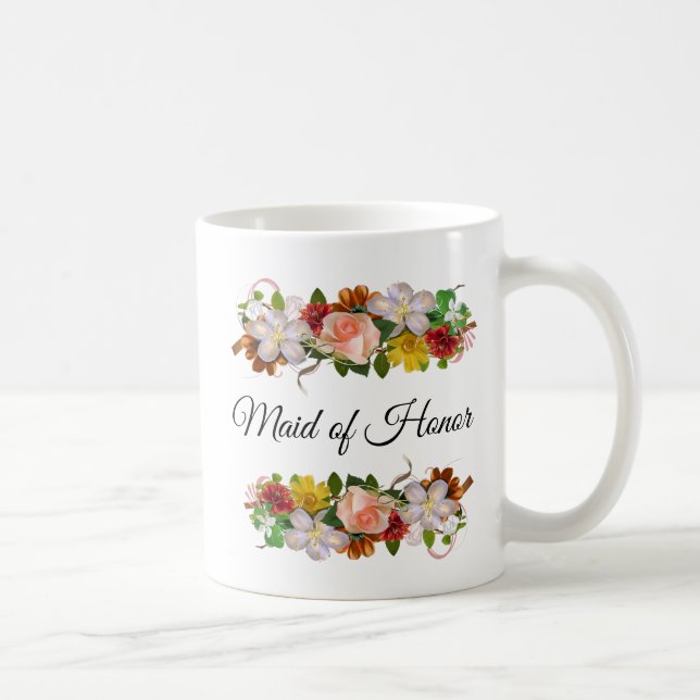 Caneca De Café Madrinha de casamento Floral Rose Bouquet Mug (Direita)