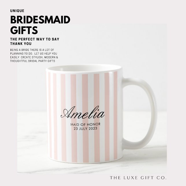 Caneca De Café Madrinha de casamento Lente-Rosa Elegante Moderno  (Criador carregado)
