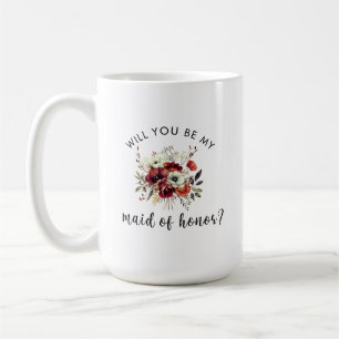 Caneca De Café Madrinha de casamento Proposta Coração Floral Nota