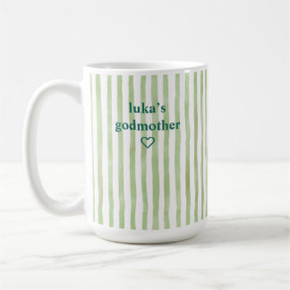Caneca De Café Madrinha Listrada de Verde Salvia Personalizada