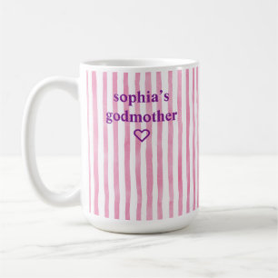 Caneca De Café Madrinha Listrada Rosa Personalizada